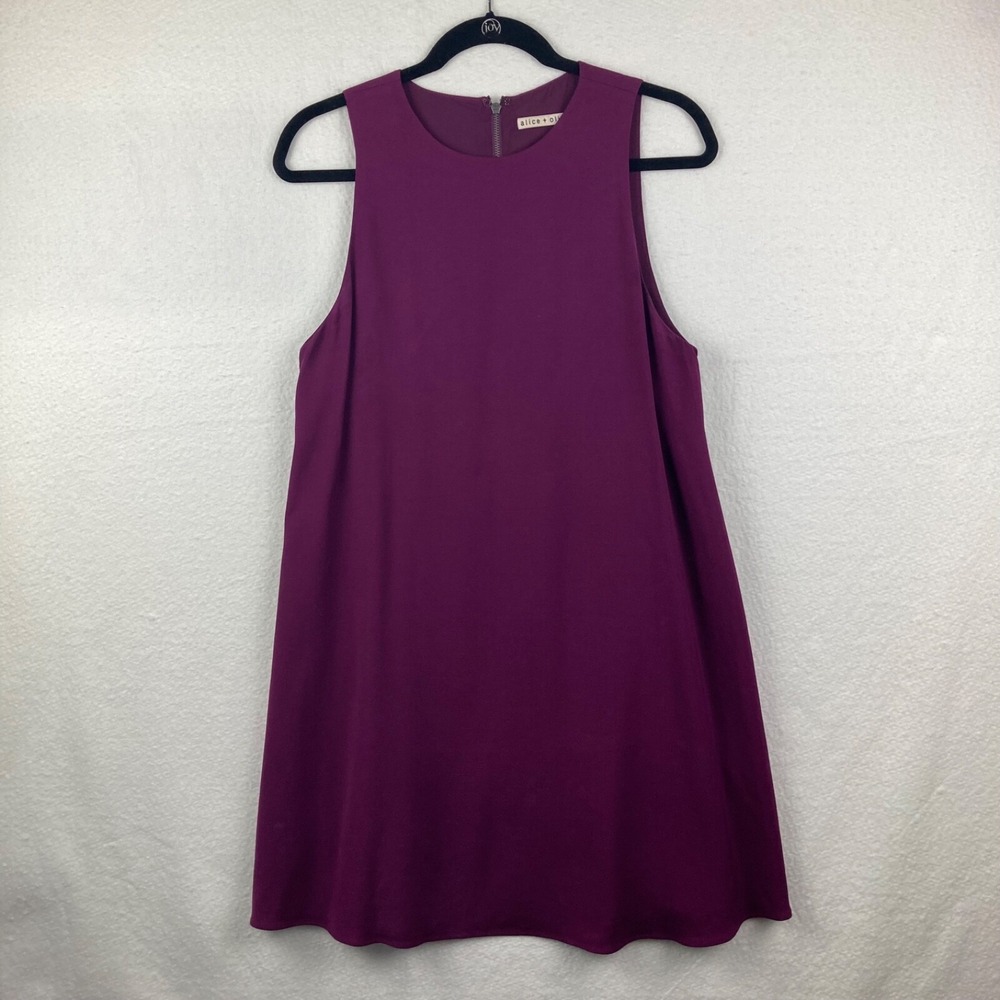 Alice + Olivia Open Back Flare Purple Casual Party Dress Size Medium - Picture 2 of 12